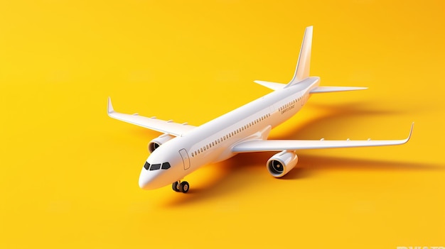 Samolot na żółtym tle koncepcja podróży lotnictwo boing tapeta renderowania 3d lotnisko samolot