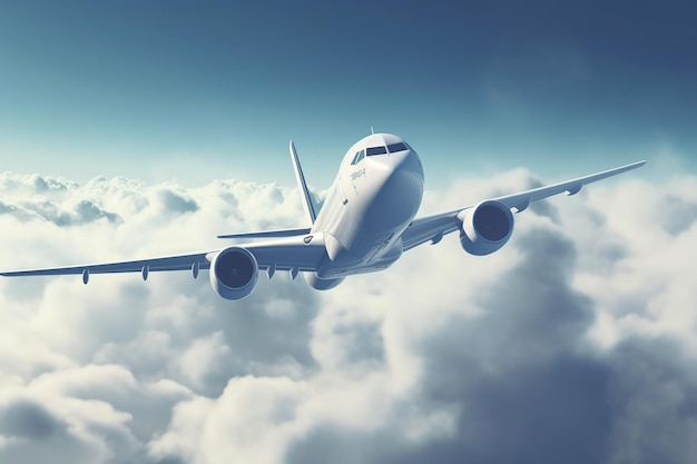 Samolot nad chmurami koncepcja podróży generatywnej ai