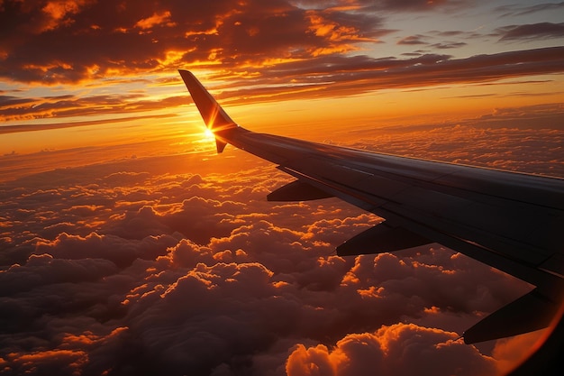 Zdjęcie samolot pasażerski horizon explorer w spokojnym zmierzchu