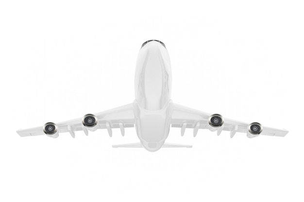 Samolot Pasażerski White Jet Na Białym Tle. Renderowanie 3d