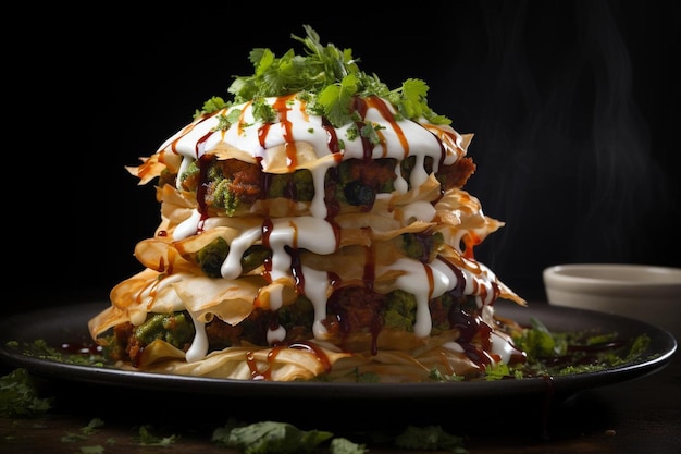 Samosa Stack Flavor Fusion Fotografia obrazu Samosa