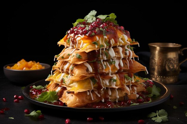 Samosa Stack Tempting Tower Fotografia obrazu Samosa