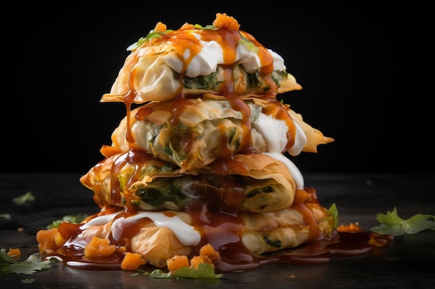 Samosa Stack Tower of Flavor Samosa zdjęcia zdjęciowe