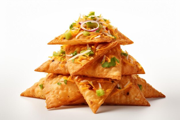 Samosa Tower Ultimate Indulgence Na białym tle Samosa fotografia zdjęciowa