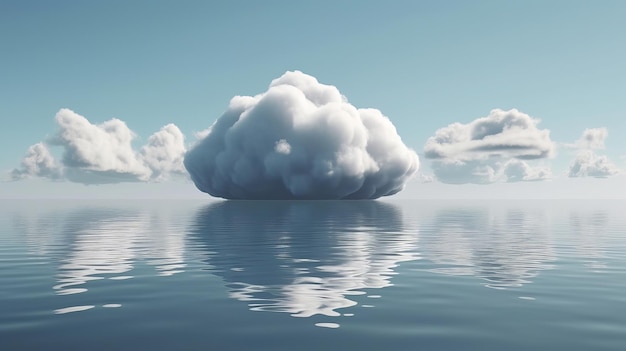Zdjęcie samotna chmura odbijająca się od spokojnego akwenu generative ai