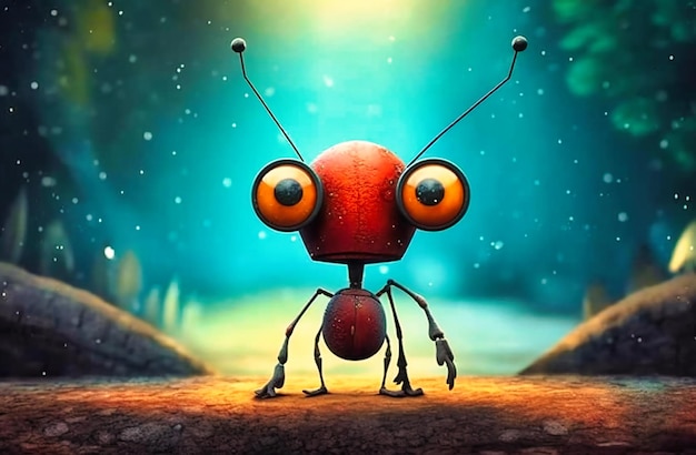 Samotna mrówka z dużymi oczami