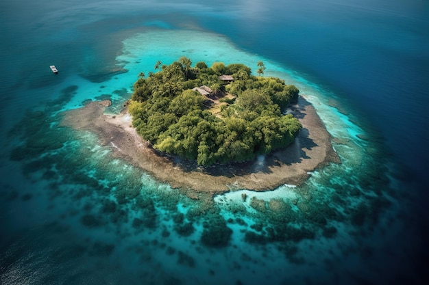 samotna, niezamieszkana wyspa położona pośrodku wody