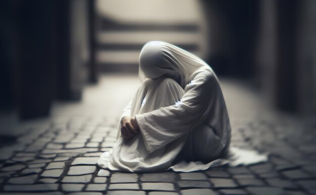 Samotna, smutna muzułmańska kobieta