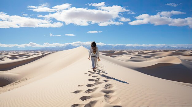 samotne tło osoby spacerującej po pustyni
