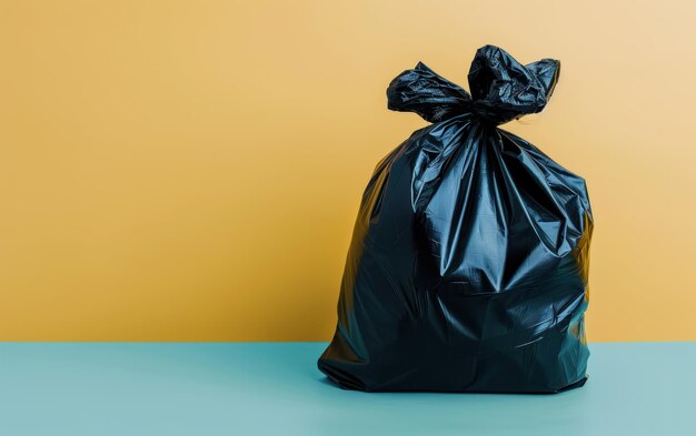 Samotny czarny worek na śmieci symbolizuje usuwanie odpadów