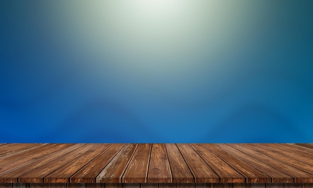 Samotny pusty drewniany stół na ciemnym i zadymionym tle do symulacji twojego produktuxA