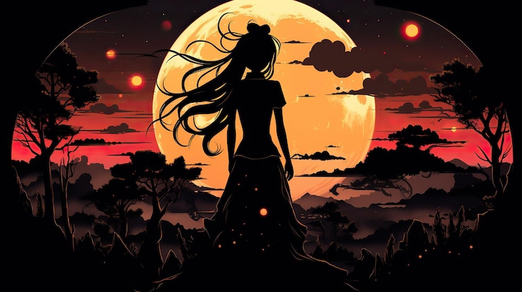 Zdjęcie samurai girl wektor anime kobieta