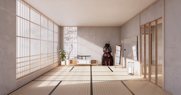 Samurai Room Empty - Czysty, Nowoczesny Pokój W Stylu Japońskim. Renderowanie 3d