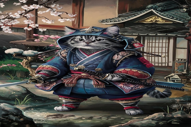 Samurajski kot - kot w tradycyjnym japońskim stroju