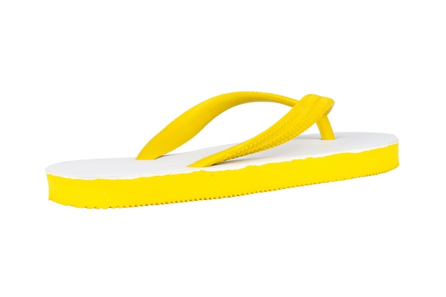 Sandały klapki kolor żółty na białym tle