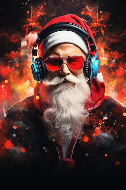 Santa Claud DJ Ilustracja AI GenerativexA