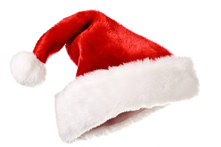 Zdjęcie santa kapelusz odizolowywający na bielu