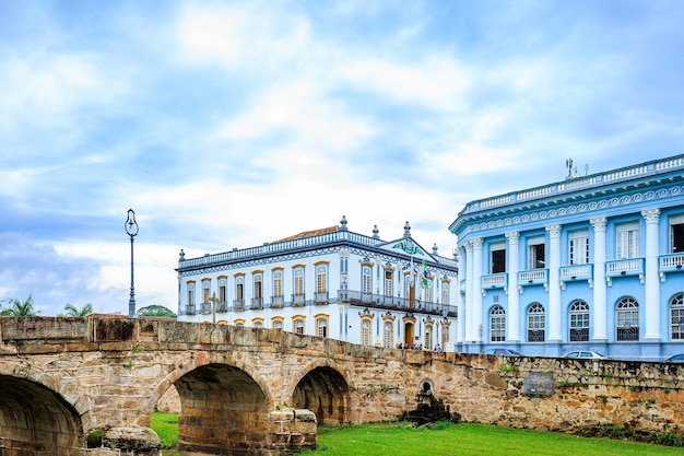 Sao Joao Del Rei Minas Gerais Brazylia Widok Na Ulicę Miasta W Pochmurny Dzień