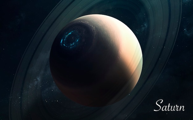 Saturn. Niesamowita Jakość Planet Układu Słonecznego. Doskonały Obraz Naukowy W 5k. Elementy Tego Zdjęcia Dostarczone Przez Nasa