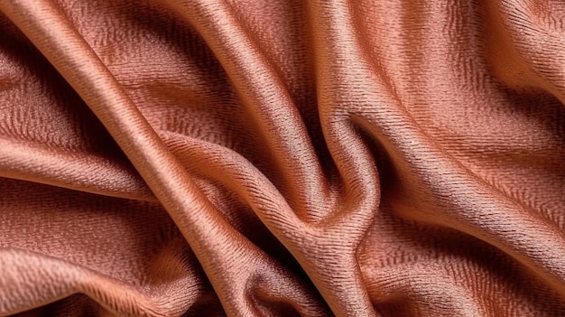 Satynowa tkanina w kolorze miedzi z ciemnobrązowym wykończeniem.