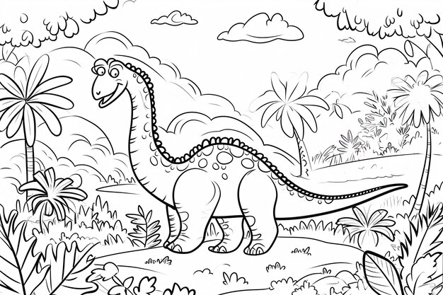 Zdjęcie sauropelta dinosaur czarno-biały linear doodles line art kolorowanie strona kolorowanie dla dzieci książka do malowania