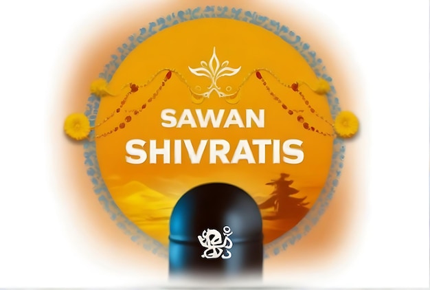 Zdjęcie sawan shivratri w alfabecie devanagari i ilustracja shiva linga z trishul