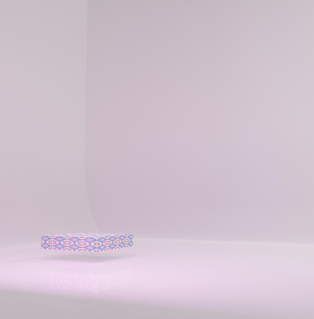 Scena 3D z prostym tłem i pływającą wzorzystą platformą