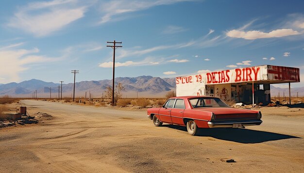 Zdjęcie scena amerykańskiej pustyni z lat osiemdziesiątych
