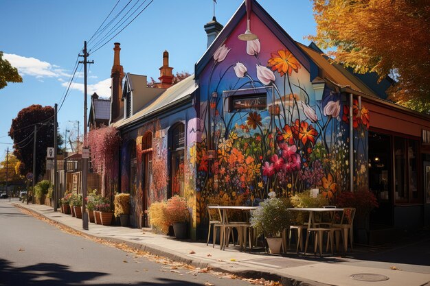 Zdjęcie scena artystyczna i kawiarnia w fitzroy melbourne generatywnym ia