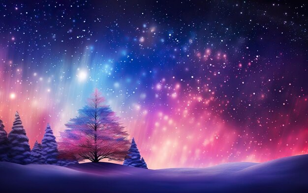 Zdjęcie scena aurory z koncepcją magii drzewa