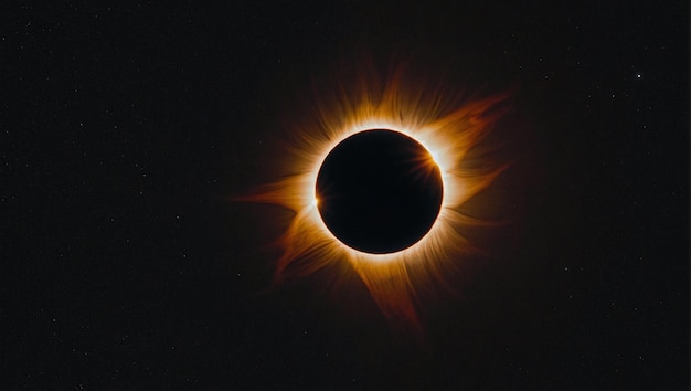 Scena całkowitego zaćmienia Słońca, gdy Księżyc całkowicie pokryje Słońce