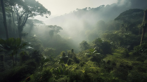 Scena dżungli ze sceną lasu