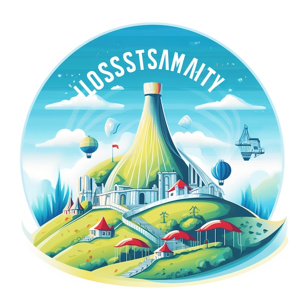 Scena Glastonbury z sylwetkami ludzi oglądających festiwal Odbywa się co roku na Worthy Farm w Pilton Somerset w Wielkiej Brytanii na pamiątkę festiwalu Glastonbury Ilustracja