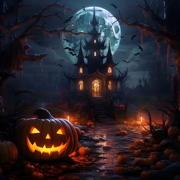 Scena Halloween z dynią