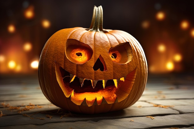 Scena Halloween z dyniami świecącymi w przerażającej nocy Halloween Dyni i światła
