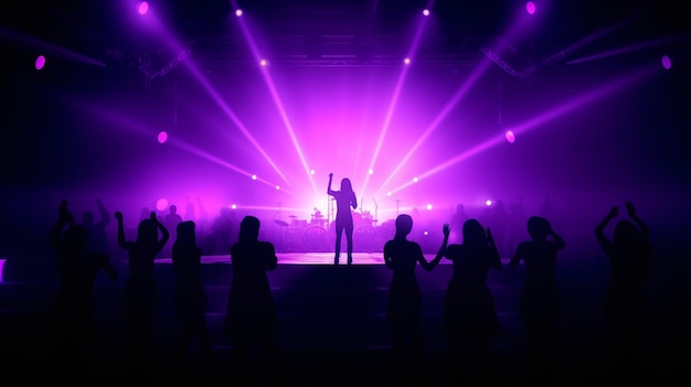 Scena koncertowa Neon Glow Music w kolorze fioletowym