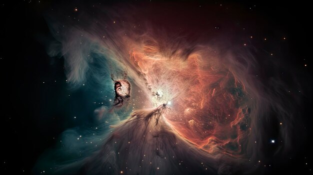 Scena kosmiczna z gwiazdami w galaktyce Panorama Universe wypełniona mgławicą gwiazd i generatywną galaktyką ai