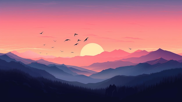 scena krajobrazowa wschodu słońca