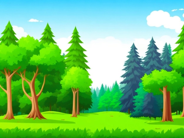 Scena leśna z różnymi drzewami leśnymi dla historii dla dzieci