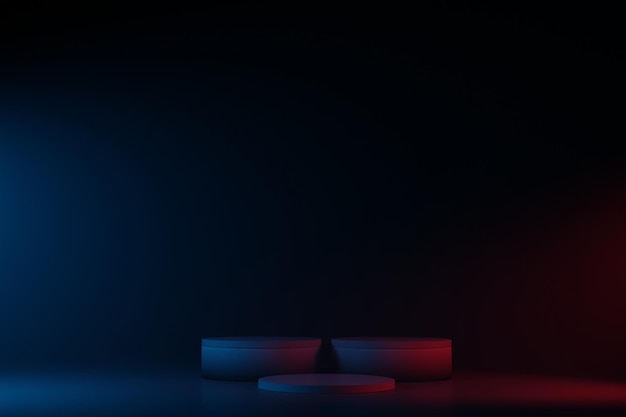 Scena na podium z ciemnym światłem na renderowaniu 3d