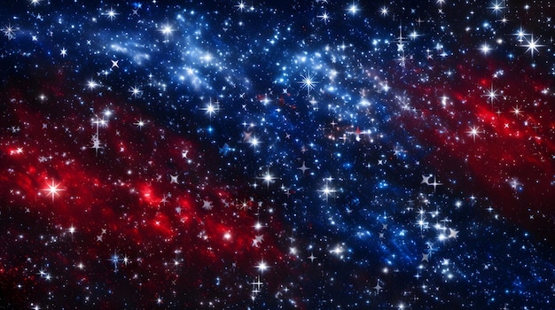 Zdjęcie scena pola gwiazd z mieszanką czerwonych, niebieskich i białych gwiazd