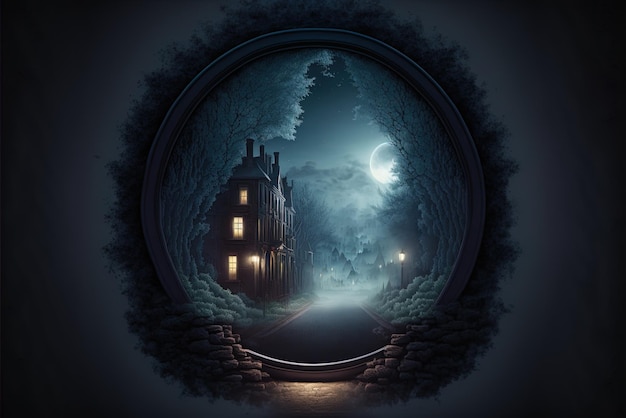 Scena przedstawia mroczną ulicę z ceglanym murem, magicznym lustrzanym dymem i zanieczyszczeniami