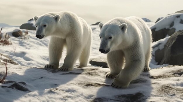 Scena przyrody z natury Niedźwiedź polarny na dryfującym lodzie ze śniegiem