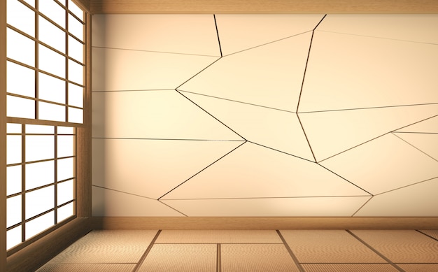 Zdjęcie scena pusty pokój z projektem ściany. renderowania 3d