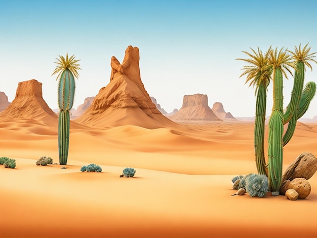 scena pustynna wyłącznik suche rośliny ze skałami izolowanymi na przezroczystym tle banera
