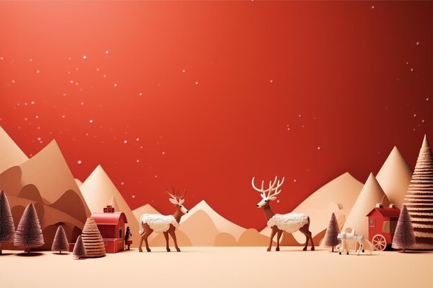 Scena Świętego Mikołaja i przyjaciół z kopiowaniem przestrzeni 3D