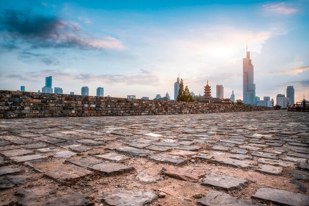 Scena Uliczna Na ścianie Miasta Nanjing