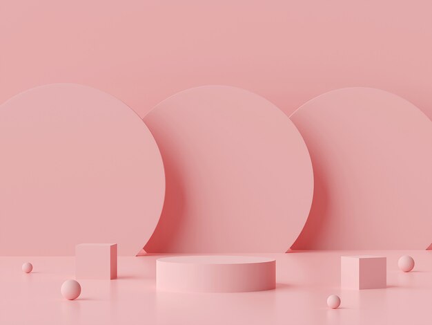 Scena w pastelowych kolorach z podium w geometrycznym kształcie