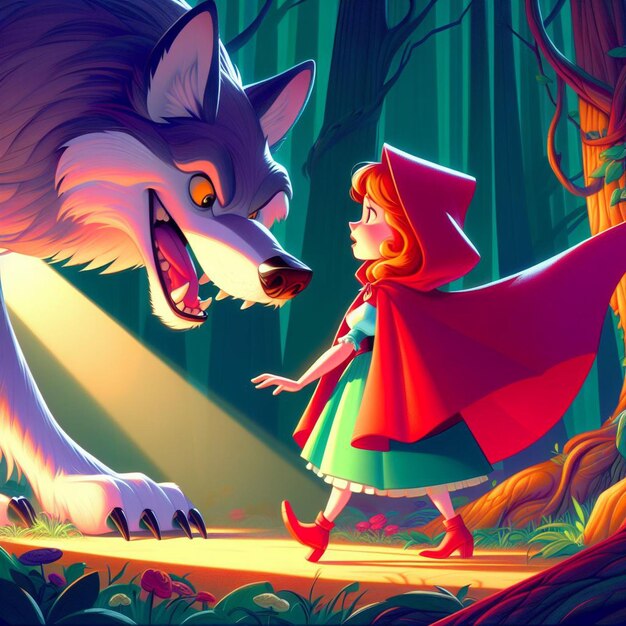 Scena z bajki typu Little Red Riding