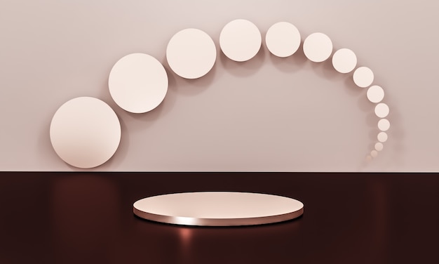 Scena z podium do prezentacji w minimalistycznym stylu, 3d renderowania abstrakcyjnego projektu tła